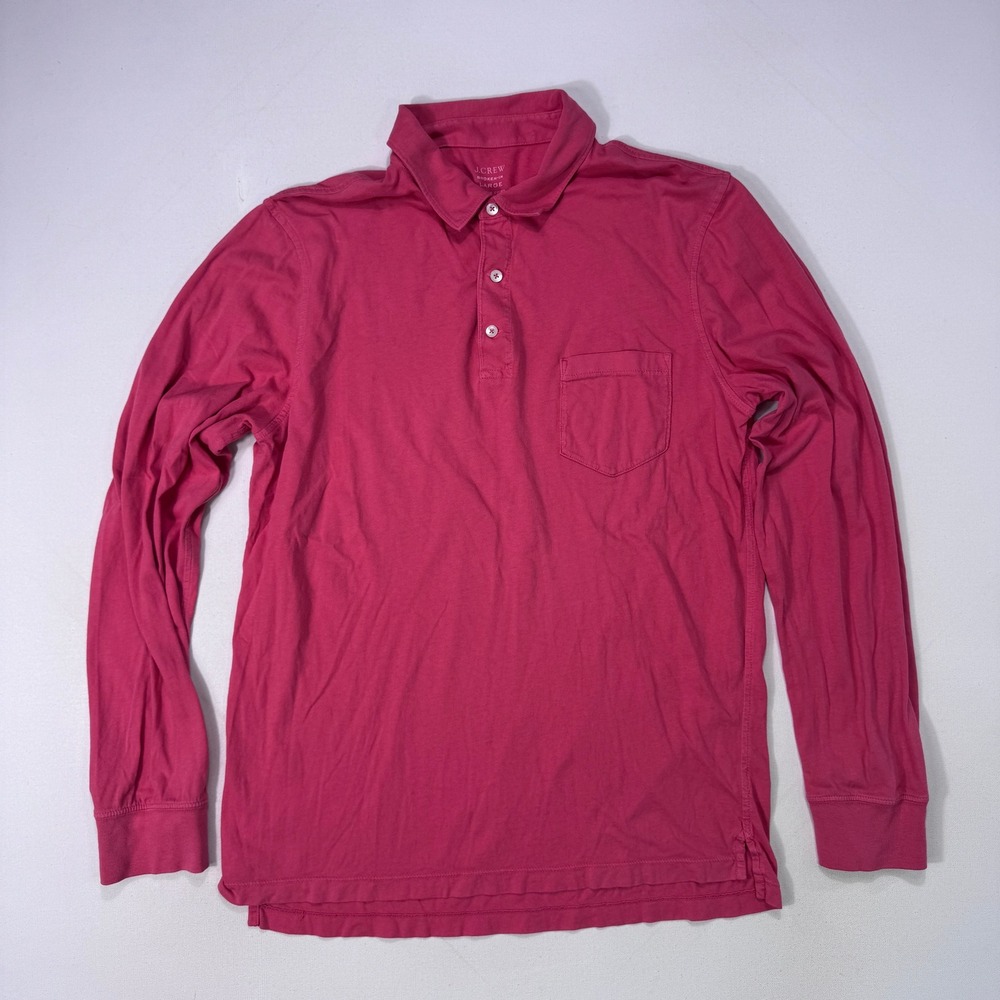 J. Crew Broken-In Mens Large Pink Cotton Pocket Polo Shirt Preppy Coastal
